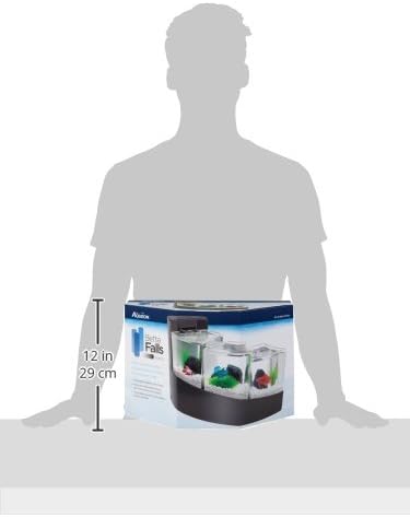 Aqueon Betta Falls 3 Section Aquarium Fish Tank With QuietFlow Power Filtration, Black Aqueon