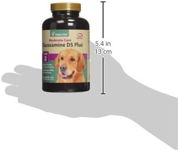 NaturVet Glucosamine DS Plus Level 2 Moderate Care Joint Support Supplement for Dogs and Cats, Chewable Tablets Time Release, Made in The USA, 60 Count NaturVet