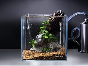 LANDEN 25C 3.7 Gallon Cube Rimless Low Iron Aquarium Tank, W9.84×D9.84×H9.84 in(25x25x25cm) 5mm Thickness with Nano Foam Leveling Mat Included Landen