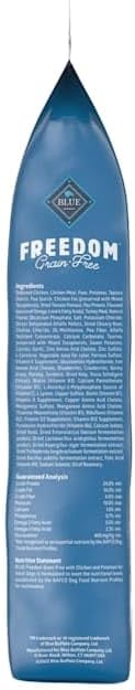 Blue Buffalo Freedom Grain-Free Dry Dog Food, Complete & Balanced Nutrition for Adult Dogs, Made in the USA With Natural Ingredients, Chicken & Potatoes, 24-lb. Bag - PAWPICO
