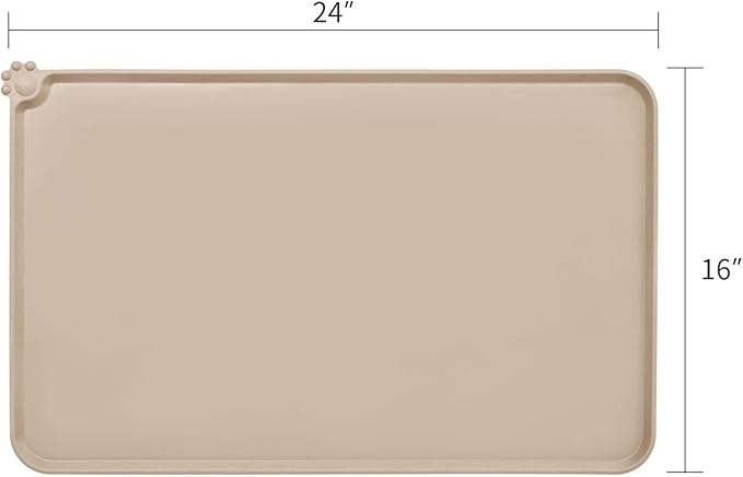 AUDWUD Silicone Waterproof Dog Cat Pet Feeding Mats,Anti Slip Pet Bowl Mats,Pet Feeding Mat, 24" x 16" - PAWPICO