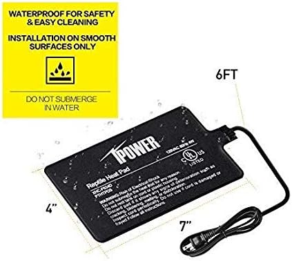 iPower Reptile Heat Pad 4W Under Tank Terrarium Warmer Heating Mat for Turtles Lizards Frogs and Other Small Animals, 4x7 Inch iPower
