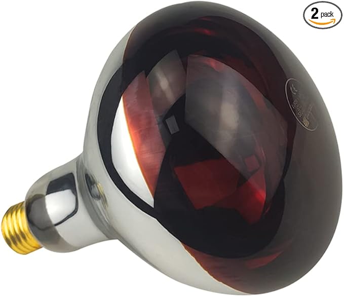 Heat Lamp Bulb R40/125 Watt Roasted Red Infrared Proof Glass Bulb for Food Service, Brooder Bulb,Chicks, Pet,Bathroom,Light Therapy,Reptiles and Amphibian BONGBADA
