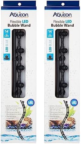 Aqueon Fish Tank Aquarium Flexible LED Accent Light and Bubble Wand, Blue, 14 Inch (Pack of 2) Aqueon