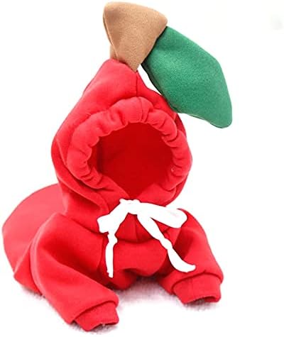 Warm Dog Winter Clothes Cute Fruit Dog Coat Hoodies Fleece Pet Dogs Costume Jacket for French Bulldog Chihuahua Ropa para Perro(Red,XL) - PAWPICO