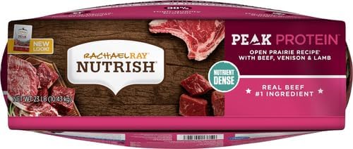 Rachael Ray Nutrish PEAK Natural Dry Dog Food, Open Prairie Recipe with Beef, Venison & Lamb, 23 Pounds, Grain Free (Packaging May Vary) - PAWPICO