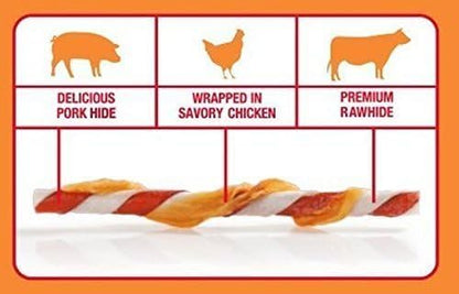Good'n'Fun Triple Flavor Twists, Dog Chew Sticks, Premium Chicken and Beef Hide Treats for Dogs, 70 Count - PAWPICO