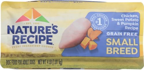 Nature′s Recipe Grain Free Small Breed Chicken, Sweet Potato & Pumpkin Recipe Dry Dog Food, 4 lb. Bag (Pack of 2) - PAWPICO