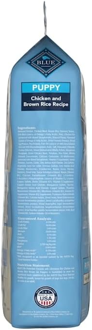 Blue Buffalo Dog Food for Puppies, Life Protection Formula, Natural Chicken & Brown Rice Flavor, Puppy Dry Dog Food, 15 lb Bag - PAWPICO