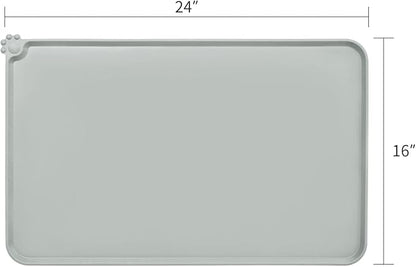 AUDWUD Silicone Waterproof Dog Cat Pet Feeding Mats,Anti Slip Pet Bowl Mats,Pet Feeding Mat, 24" x 16" - PAWPICO