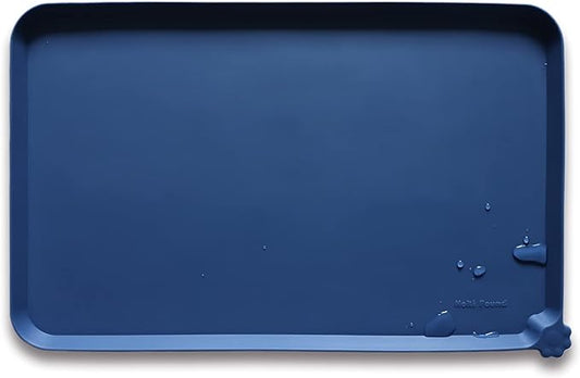 Hoki Found Silicone Pet Food Mats Tray - Non Slip Pet Dog Cat Bowl Mats Placemat - Dog Pet Cat Feeding Mat - Waterproof Dog Cat Food Mats -Pet Water Mats for Carpet -Indigo Ink - PAWPICO