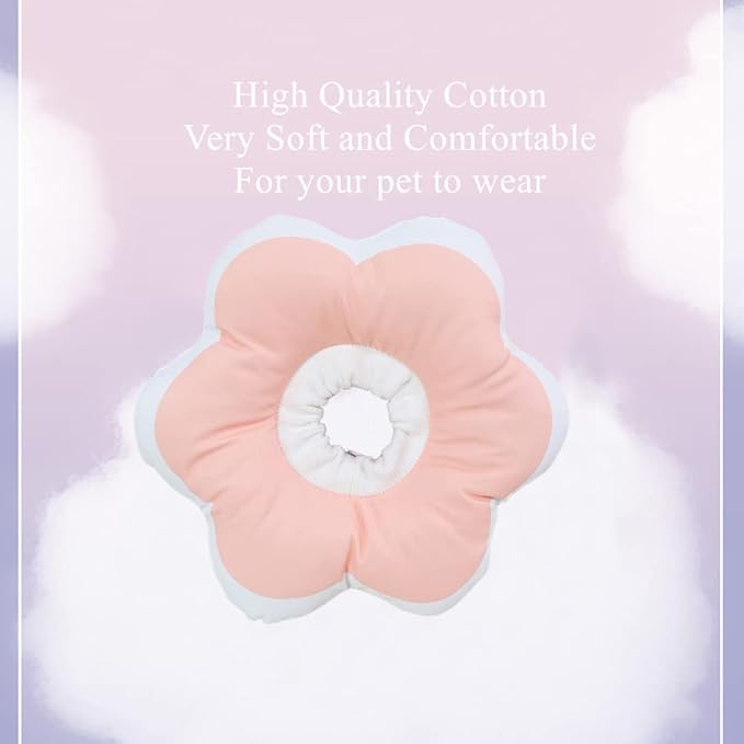 Adjustable Soft Cat Cone Collar Waterproof Cute Pink Flower Collar for Cats Small Dogs Kitten Puppy After Surgery Prevent Licking (Pink,Large) LAVVICHA