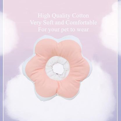 Adjustable Soft Cat Cone Collar Waterproof Cute Pink Flower Collar for Cats Small Dogs Kitten Puppy After Surgery Prevent Licking (Pink,Large) LAVVICHA