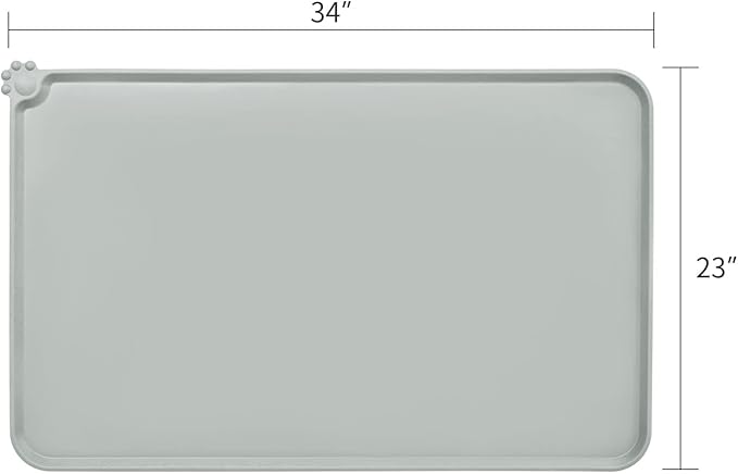 AUDWUD Silicone Waterproof Dog Cat Pet Feeding Mats,Anti-Slip Pet Bowl Mats,Pet Feeding Mat,34" x 23" - PAWPICO