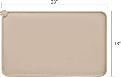 AUDWUD Silicone Waterproof Dog Cat Pet Feeding Mats,Anti Slip Pet Bowl Mats,Pet Feeding Mat, 28" x 18" - PAWPICO