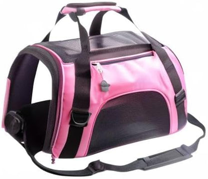 Cat Carrier,Soft-Sided Pet Travel Carrier for Cats,Dogs Puppy Comfort Portable Foldable Pet Bag Airline Approved (LightPink) - PAWPICO