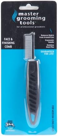 Master Grooming Tools Face & Finishing Combs — Ergonomic Combs for Grooming Dogs, 6¼", Black Master+Grooming+Tools