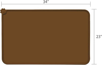 AUDWUD Silicone Waterproof Dog Cat Pet Feeding Mats,Anti Slip Pet Bowl Mats,Pet Feeding Mat, 34" x 23" - PAWPICO