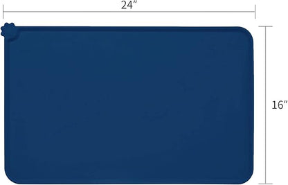 AUDWUD Silicone Waterproof Dog Cat Pet Feeding Mats,Anti Slip Pet Bowl Mats,Pet Feeding Mat, 24" x 16" - PAWPICO