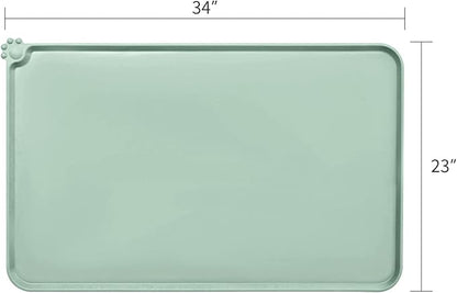 AUDWUD Silicone Waterproof Dog Cat Pet Feeding Mats,Anti Slip Pet Bowl Mats,Pet Feeding Mat, 34" x 23" - PAWPICO