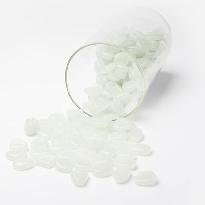 Oubest Glow in The Dark Pebbles/Glow Stones/Glowing Rocks Blue Decor for Garden/Fish Tank/Aquarium/Walkway/Driveway/Plant Pots/Bonsai (100, White) Outbest