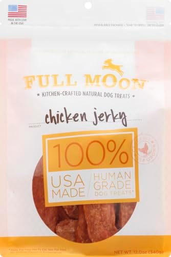 Full Moon Chicken Jerky Healthy All Natural Dog Treats Human Grade Made in USA Grain Free 12 oz (Pack of 2) - PAWPICO