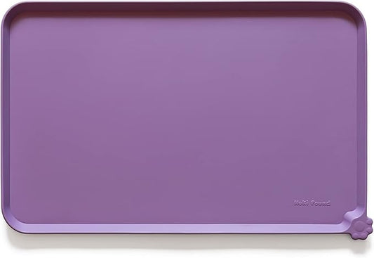 Hoki Found X-Large Silicone Pet Food Mats Tray - Non Slip Pet Dog Cat Bowl Mats Placemat - Dog Pet Cat Feeding Mat - Waterproof Dog Cat Food Mats -Pet Water Mats for Carpet -Amethyst - PAWPICO