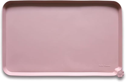 Hoki Found L Silicone Pet Food Mats Tray - Non Slip Pet Dog Cat Bowl Mats Placemat - Dog Pet Cat Feeding Mat - Waterproof Dog Cat Food Mats -Pet Water Mats for Carpet - Neutral Pink - PAWPICO