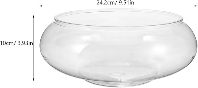 Clear Fish Bowl Vase Bubble Bowl Round Shallow Planter Plastic Container Fish Bowl Aquatic Plant Pot Daffodil Pot Hydroponic Planter Fish Tank Aquarium Bowl PAWPICO