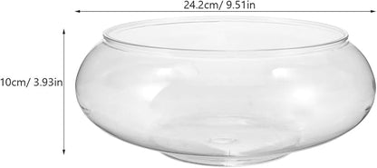 Clear Fish Bowl Vase Bubble Bowl Round Shallow Planter Plastic Container Fish Bowl Aquatic Plant Pot Daffodil Pot Hydroponic Planter Fish Tank Aquarium Bowl PAWPICO