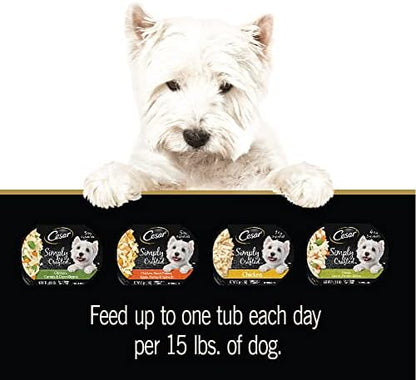 CESAR SIMPLY CRAFTED Adult Soft Wet Dog Food Cuisine Complement Variety Pack, (24) 1.3 oz Tubs - PAWPICO