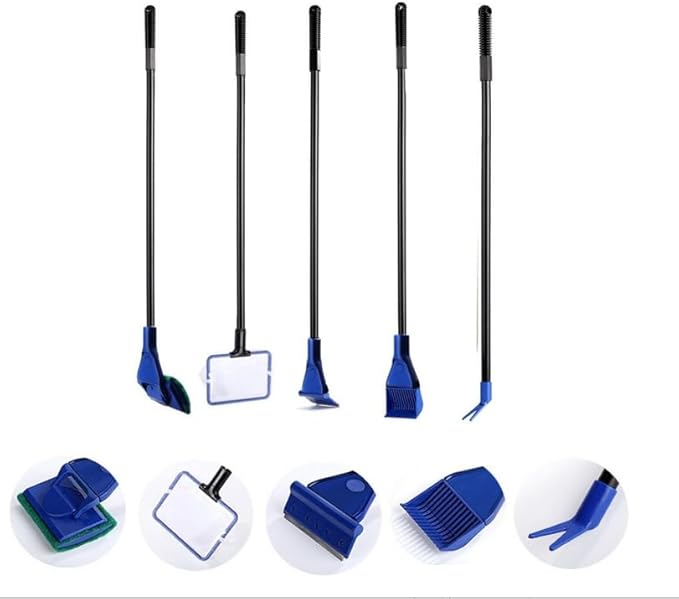 Fish Tank Net 5 in 1 Cleaning Set Fish Tank Cleaning Tools, Fish Tank Cleaner,Fish Tank Siphon,Tank Cleaning kitAquarium Water Change Aquarium Cleaning Tools(Suit-3) PAWPICO