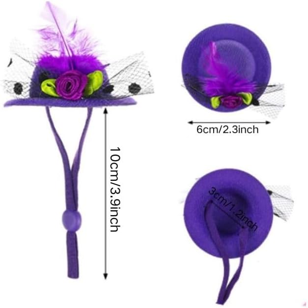 6 Pieces Chicken Hats for Hen Mini Hat Chicken Helmet Accessories Feather Top Hat Funny Small Hat Tiny Pet Hat with Adjustable Elastic Chin Strap for Animal Costume PAWPICO