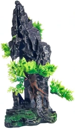 Large Fish Tank Decorations - Mountain View Aquarium Ornament with Tree House Cave Bridge,Mountain E SiissaPeksid