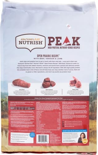 Rachael Ray Nutrish PEAK Natural Dry Dog Food, Open Prairie Recipe with Beef, Venison & Lamb, 12 Pounds, Grain Free (Packaging May Vary) - PAWPICO