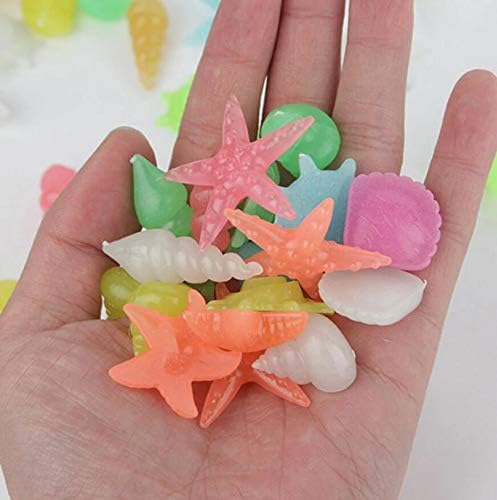 Oubest Glow in The Dark Pebbles/Glow Stones/Glowing Rocks Blue Decor for Garden/Fish Tank/Aquarium/Walkway/Driveway/Plant Pots/Bonsai (100, Starfish) Outbest