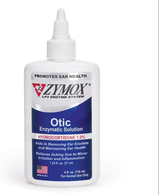 Zymox Otic Enzymatic Solution for Dogs and Cats to Soothe Ear Infections with 1% Hydrocortisone for Itch Relief, 4oz ZYMOX