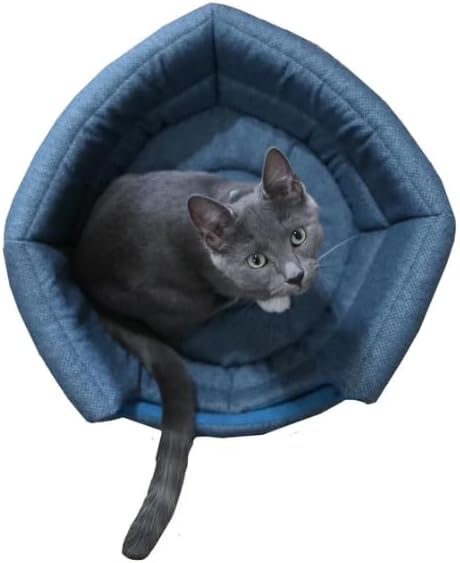 Travel Cat Meowbile Indoor Cat House - 25x18x17 inches Premium Convertible and Durable Hideaway Cat Bed and Cave (Blue, Medium) - PAWPICO