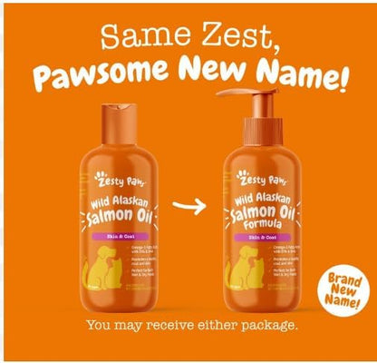 Wild Alaskan Salmon Oil Formula for Dogs & Cats - Omega 3 Skin & Coat Support - Liquid Food Supplement for Pets - Natural EPA + DHA Fatty Acids for Joint Function, Immune & Heart Health 8.5oz ZestyPaws