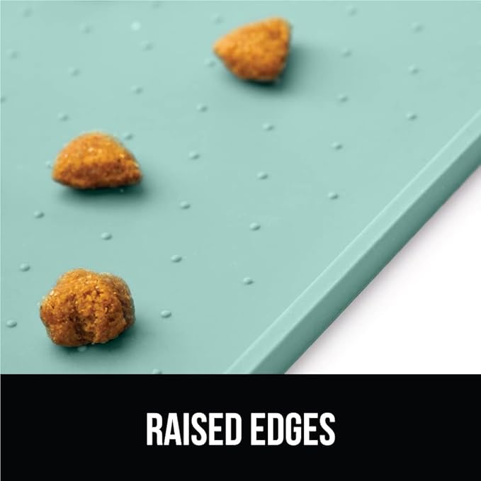 Gorilla Grip 100% Waterproof Raised Edge BPA Free Silicone Pet Feeding Mat, Dog Cat Food Mats Contain Spills Protects Floors, Placemats for Cats and Dogs Water Bowl, Pets Accessories 28x18 Mint - PAWPICO