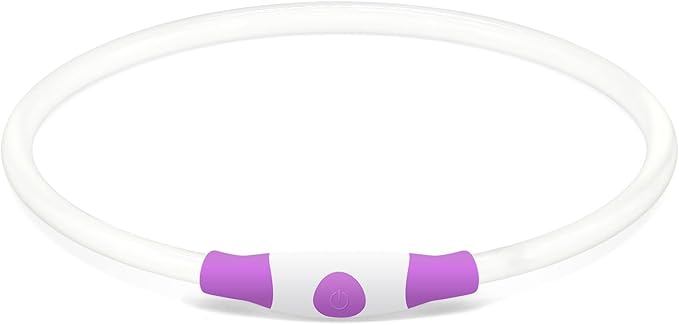 Light up Dog Collar, BSEEN USB Rechargeable Flash Dog Necklace Light, Pet Safety Collar Makes Your Beloved Dogs Be Seen at Night for Small Medium Large Dogs(Purple) - PAWPICO