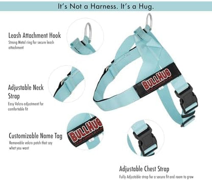 BULLHUG Harness – Made for Larger Chested Dogs Like English Bulldogs, French Bulldogs, Pugs & More. Stops Dogs from Pulling & Choking on Walks (Tonka Trucks, Large) BULLHUG