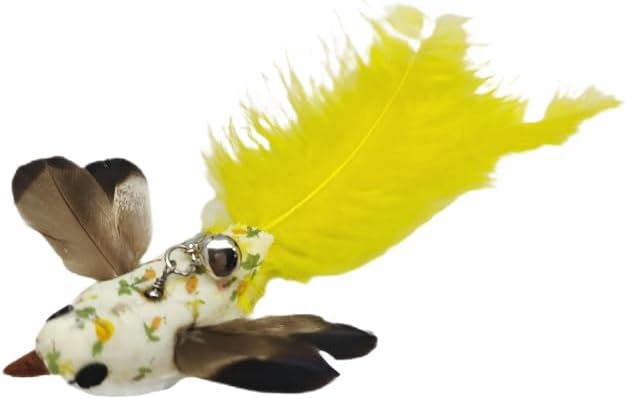 Variety Play Cat Toys Set, 5 Pack, Refills for Cat Wand Toys, Cat Fishing Poles, Spring Wires, Door/Wall Hang Ropes. 2 Bird Cat Toys, 2 Feather Cat Toys & Windmill - Bells & Easy Clip-On - PAWPICO