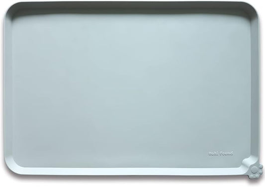 Hoki Found XX-Large Silicone Pet Food Mats Tray - Non Slip Pet Dog Cat Bowl Mats Placemat - Pet Water Mats for Carpet -Dog Pet Cat Feeding Mat - Waterproof Dog Cat Food Mats -Battleship - PAWPICO