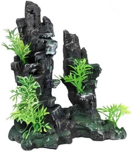 Aquarium Decorations Large and Tall Large Aquarium Decorations Fish Tank Ornaments Mountain View Stone Ornament Tree Rock Cave Artificial Fish Tank Ornament - 10.2 Inches High GOLOMOZ
