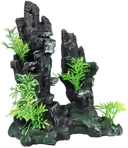 Aquarium Decorations Large and Tall Large Aquarium Decorations Fish Tank Ornaments Mountain View Stone Ornament Tree Rock Cave Artificial Fish Tank Ornament - 10.2 Inches High GOLOMOZ