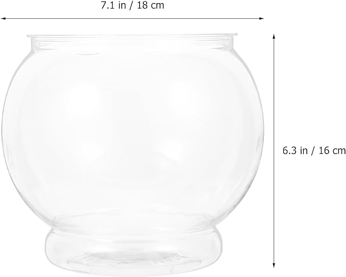 POPETPOP Plastic Fish Bowls Round Aquarium Clear Fish Keeper Fishbowl Vase Pot for Wedding Party Event Christmas Holiday Home Decor 18cm POPETPOP