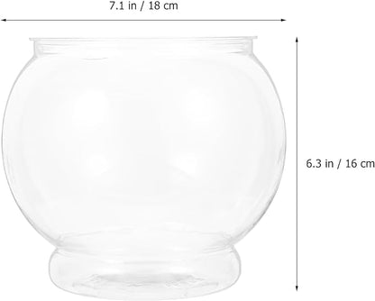 POPETPOP Plastic Fish Bowls Round Aquarium Clear Fish Keeper Fishbowl Vase Pot for Wedding Party Event Christmas Holiday Home Decor 18cm POPETPOP