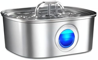 Cat Water Fountain Stainless Steel: 108oz/3.2L Automatic Pet Water Fountain Dog Water Dispenser with Water Level Window - for Cats Inside - PAWPICO