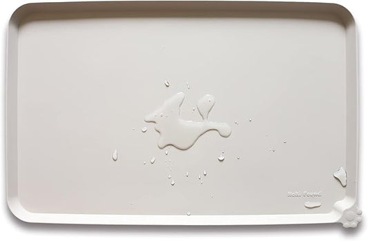 Hoki Found X-Large Silicone Pet Food Mats Tray - Non Slip Pet Dog Cat Bowl Mats Placemat - Dog Pet Cat Feeding Mat - Waterproof Dog Cat Food Mats -Pet Water Mats for Carpet - Cream Brown - PAWPICO